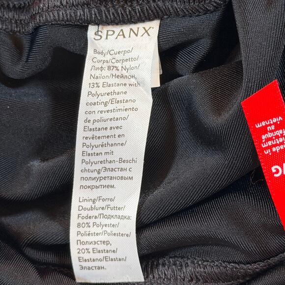 Spanx Faux Leather Leggings Power Waistband Shaping Compression Black Women Sz L - Picture 4 of 8